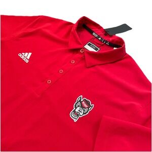 NC State Wolfpack Adidas Sideline Polo Shirt Men's 2XL Red Performance Stretch